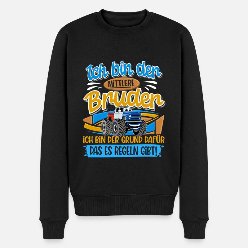 Monstertruck Mittlerer Bruder - Männer Premium Bio Pullover - Schwarz