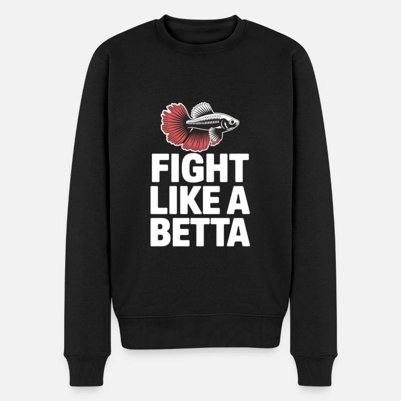 Fight like a Beta – Lustiges Fisch-Design - Männer Premium Bio Pullover - Schwarz