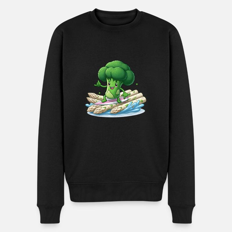 Brocoli Vegan Surfer aux asperges - Pull Premium bio Homme - noir