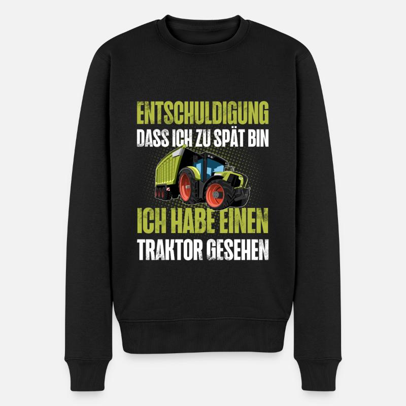 Traktor Lustiger Spruch - Männer Premium Bio Pullover - Schwarz