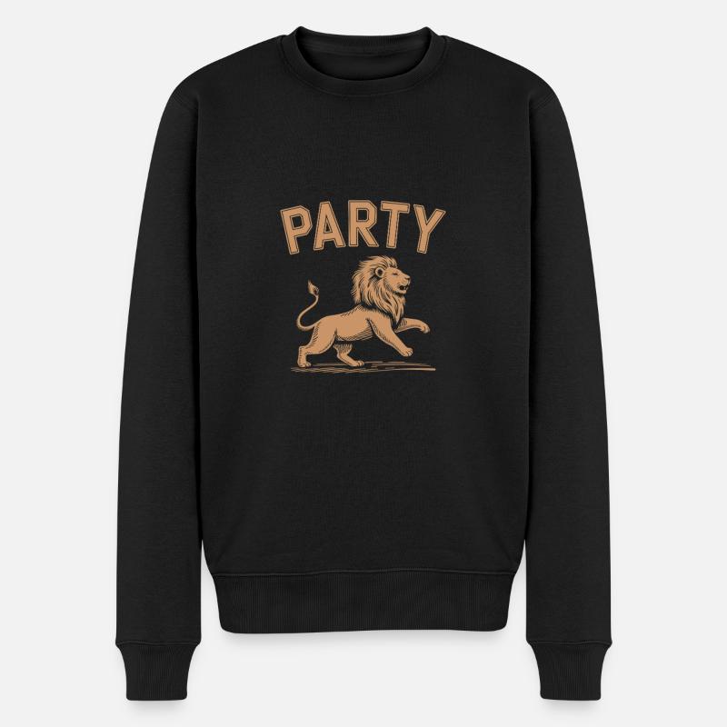 Party Loewe - Männer Premium Bio Pullover - Schwarz
