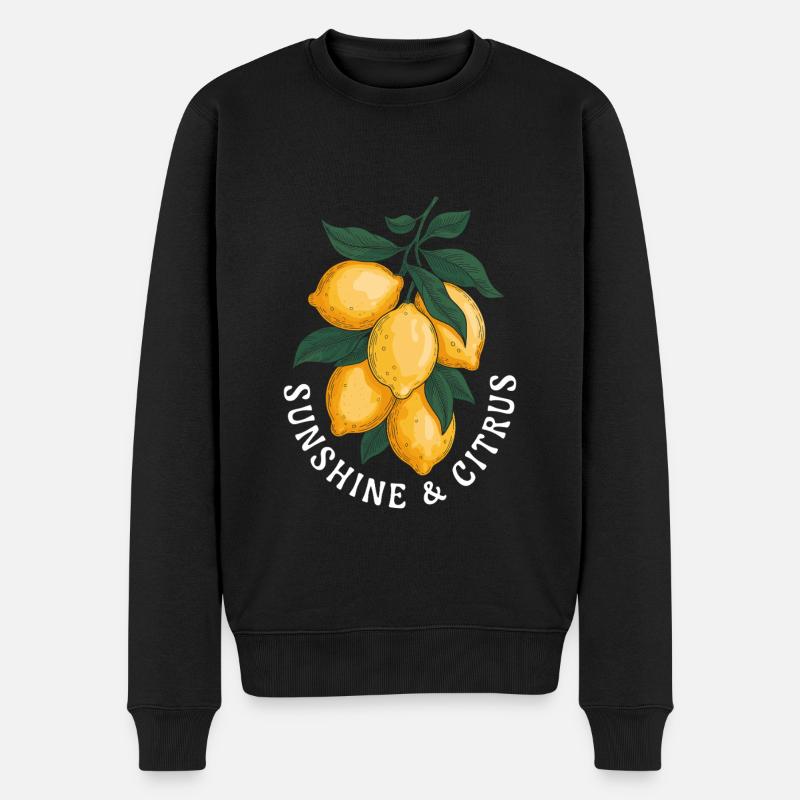 Motif Soleil et Agrumes - Pull Premium bio Homme - noir