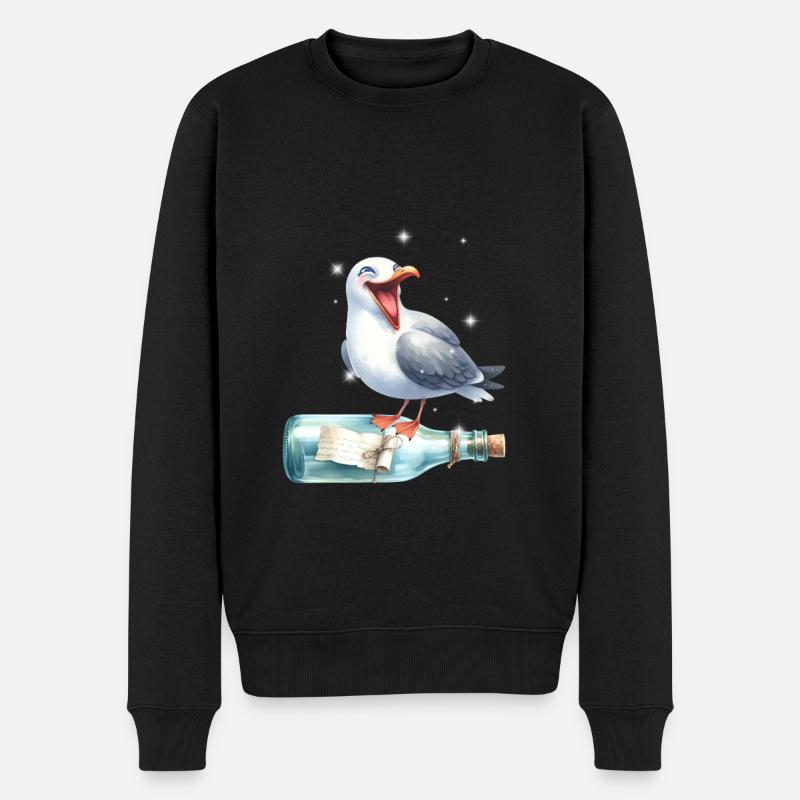 maritim Möwe Flaschenpost Möwen - Männer Premium Bio Pullover - Schwarz