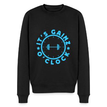 Fitness Motivation Bodybuilder It's Gainz O'clock - Männer Premium Bio Pullover - Schwarz - Vorne - Nico (187cm)