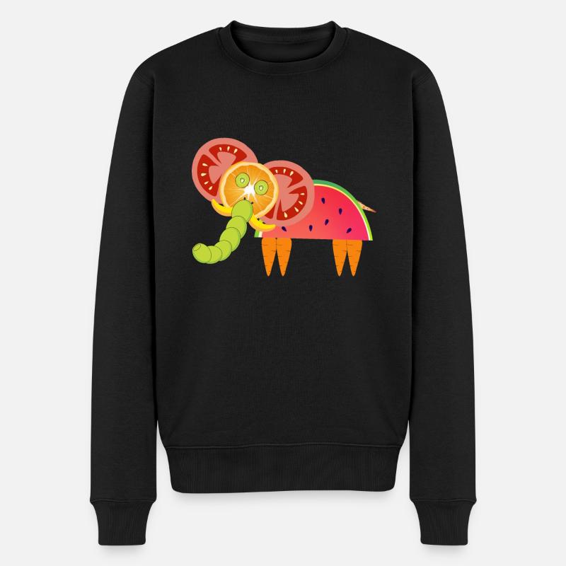 Vegetarischer Elefant - Männer Premium Bio Pullover - Schwarz