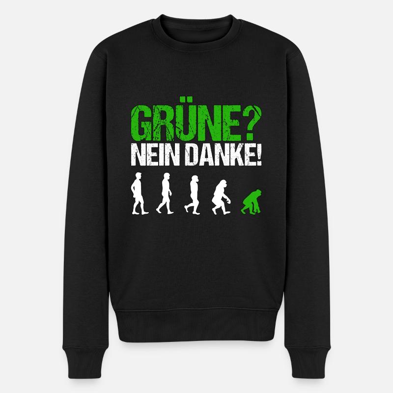 Grüne nein danke Spruch Geschenk - Männer Premium Bio Pullover - Schwarz