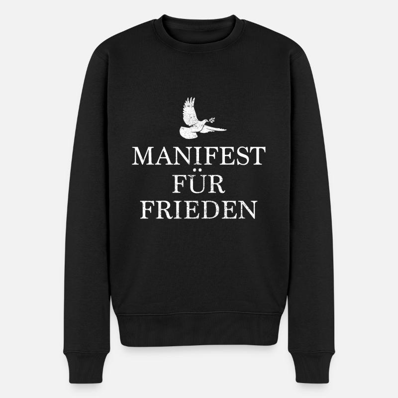Manifest für Frieden Taube Geschenk - Männer Premium Bio Pullover - Schwarz