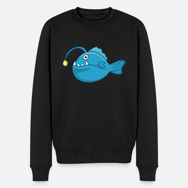 Dicker Tiefseefisch - Männer Premium Bio Pullover - Schwarz