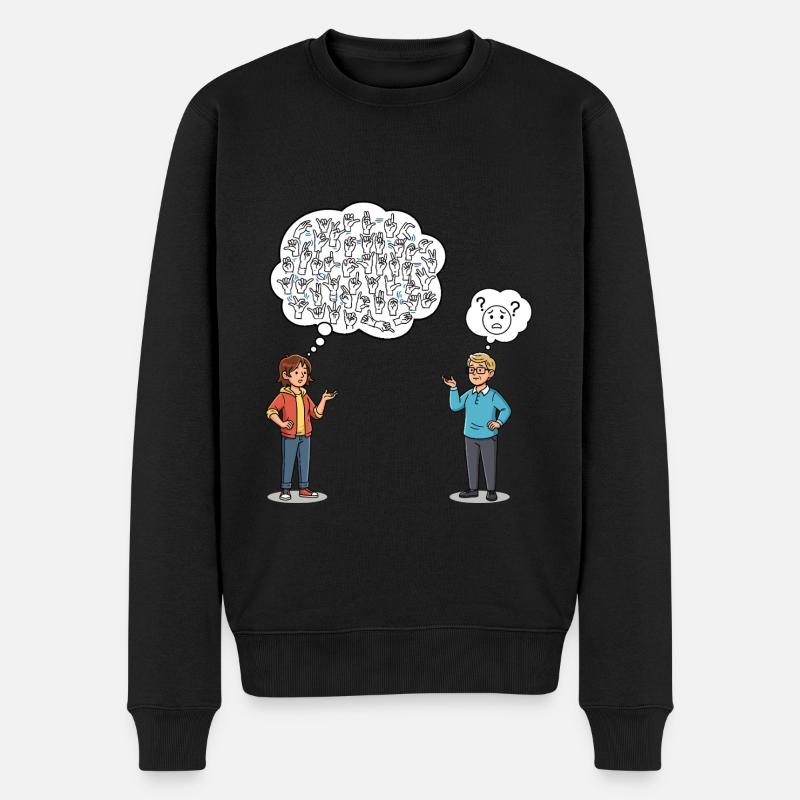 Zeichensprache: Missverständnisse inklusive ! - Männer Premium Bio Pullover - Schwarz
