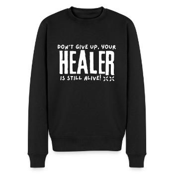 Gamer Heiler Spruch - Männer Premium Bio Pullover - Schwarz - Vorne - Nico (187cm)