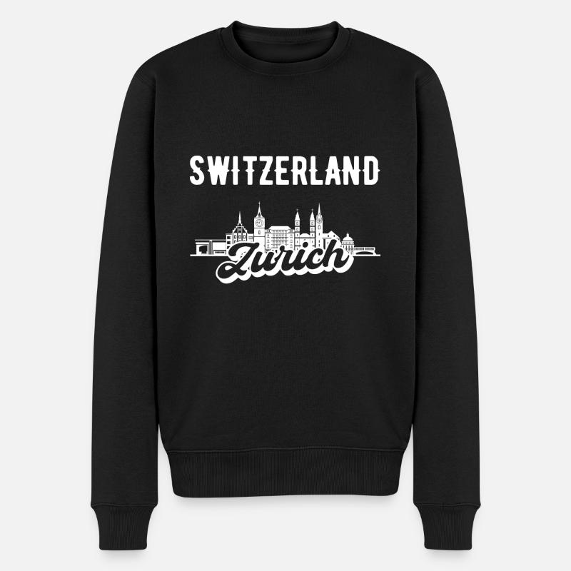 Zurich Suisse Skyline Cadeau - Pull Premium bio Homme - noir