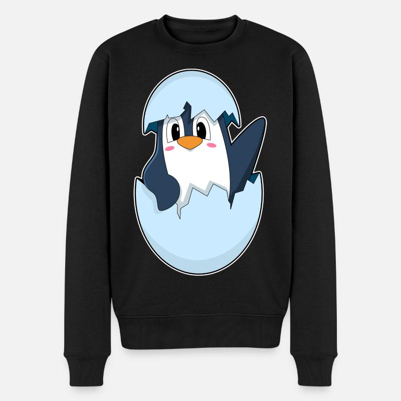 Pinguin Eierschale - Männer Premium Bio Pullover - Schwarz