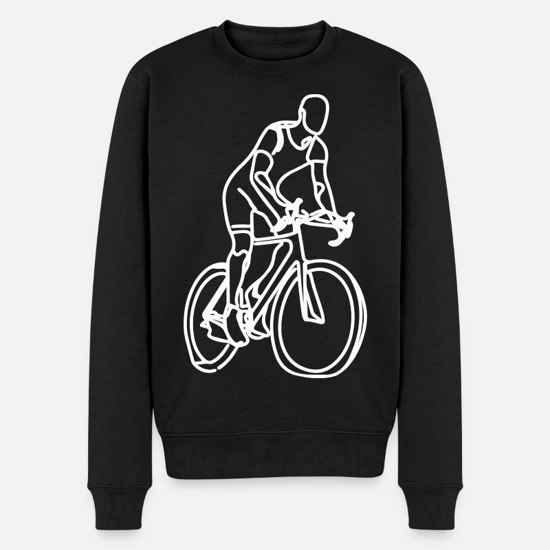 Radfahrer Zeichnung - Männer Premium Bio Pullover - Schwarz