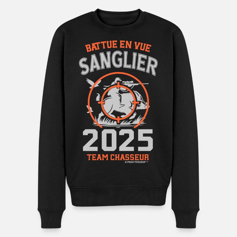 Sanglier Battue 2025 Équipement Chasseur - Pull Premium bio Homme - noir