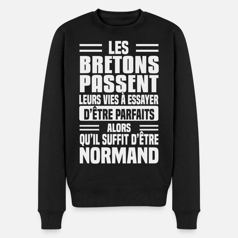 Humour Normand contre Breton - Pull Premium bio Homme - noir