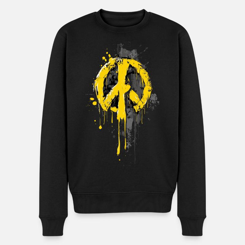 Peace Zeichen – Gelbe Street Art - Männer Premium Bio Pullover - Schwarz