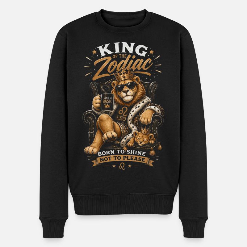 Roi du Zodiaque Lion Luxe - Pull Premium bio Homme - noir
