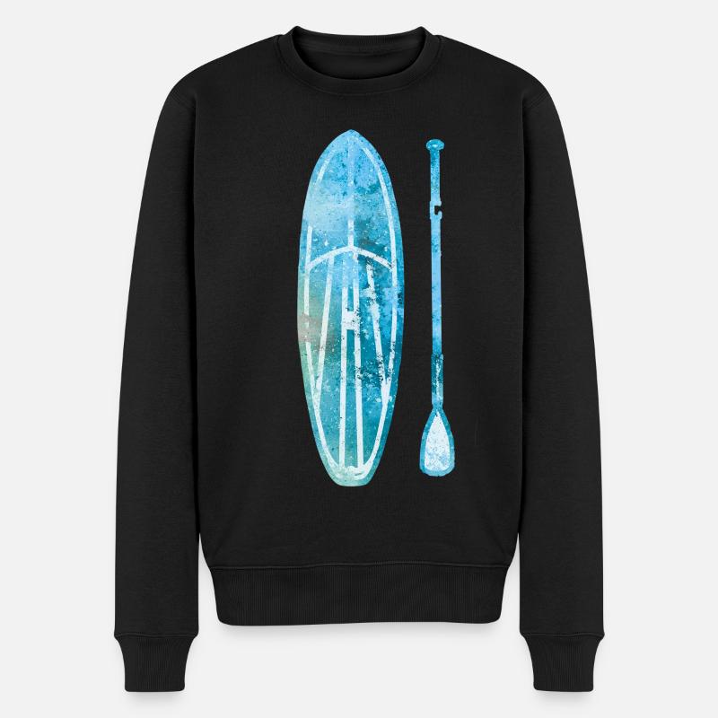 Stand Up Paddle Board SUP avec aquarelle de pagaie - Pull Premium bio Homme - noir