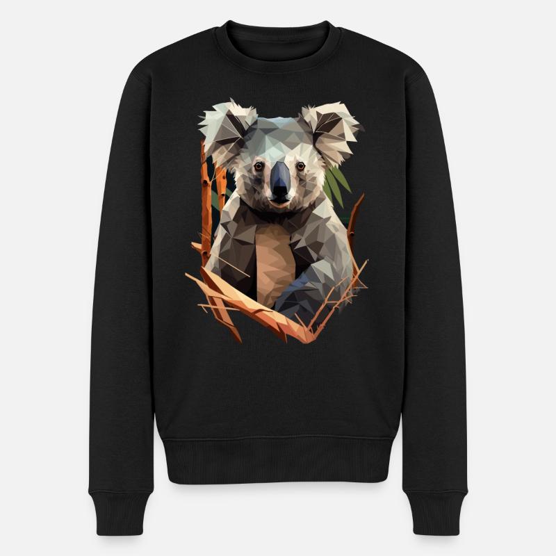 niedlicher Koala mit Eukalyptus im Polygonstil - Männer Premium Bio Pullover - Schwarz