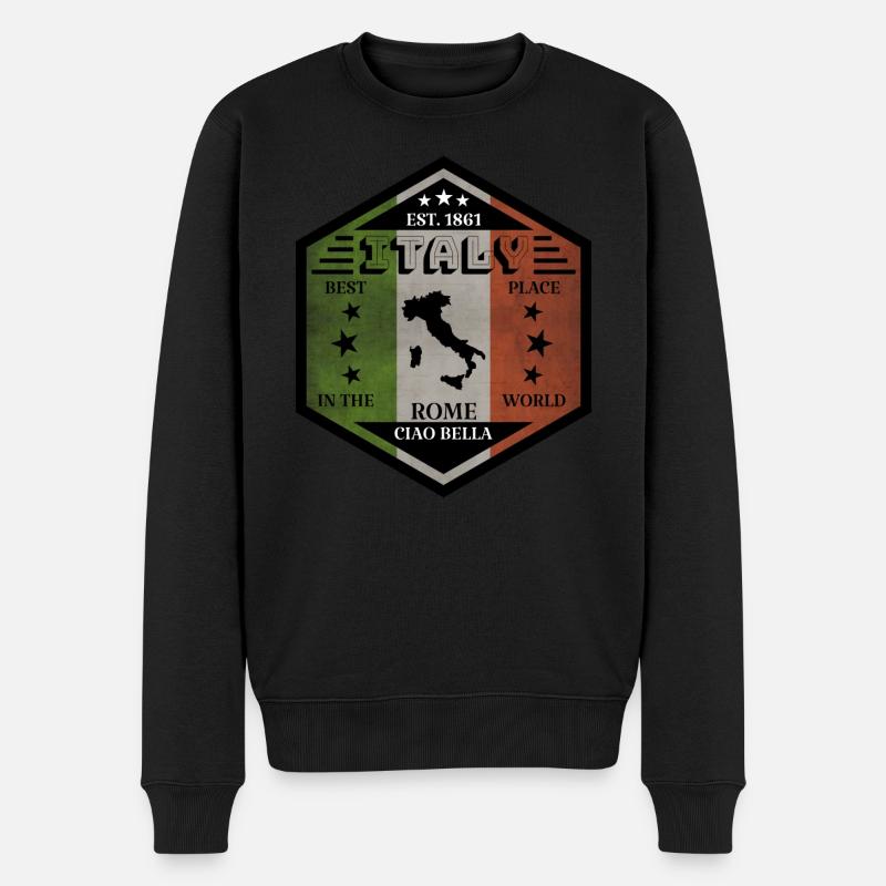 Italie Drapeau Italien Drapeau Italien - Pull Premium bio Homme - noir
