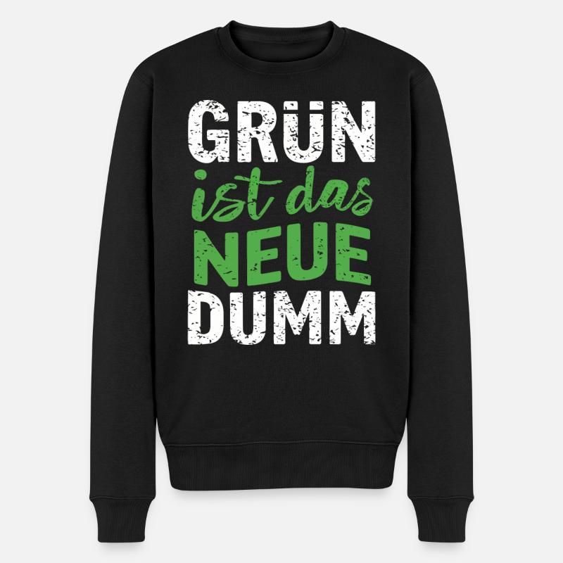 Grün ist das Neue dumm Neuwahlen - Männer Premium Bio Pullover - Schwarz