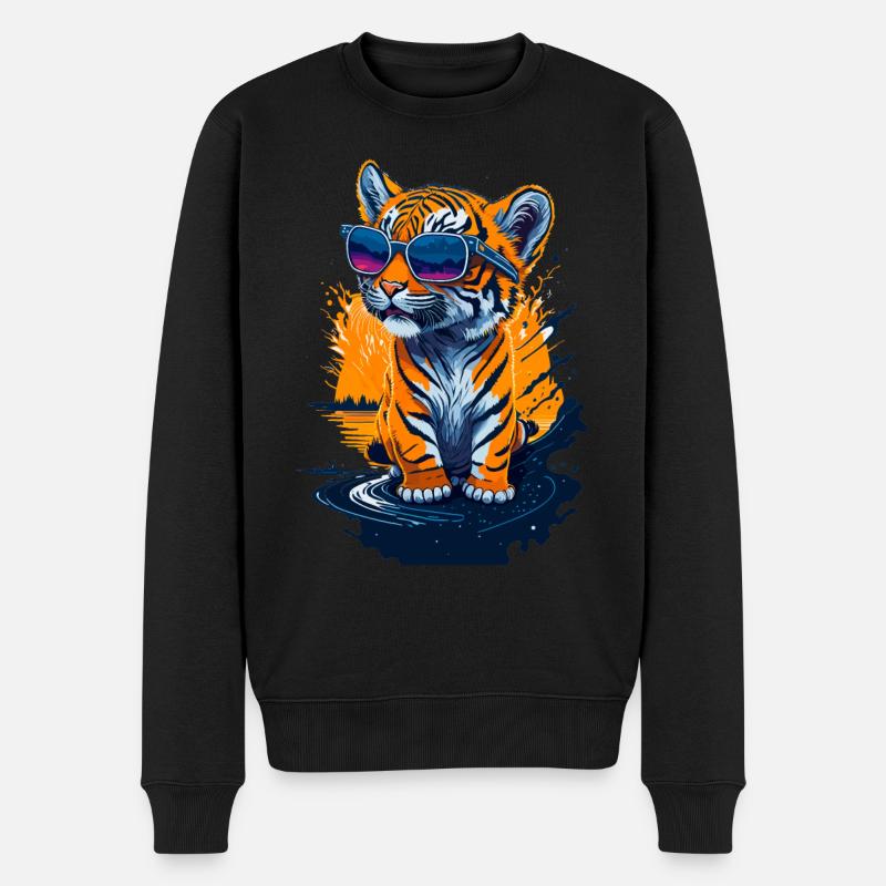 Mignon bébé tigre - Pull Premium bio Homme - noir