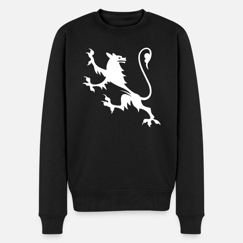 Werwolf im Stile mittelalterlicher Wappen - Männer Premium Bio Pullover - Schwarz
