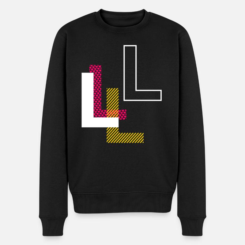 L - Anfangsbuchstaben Design Geschenke - Männer Premium Bio Pullover - Schwarz