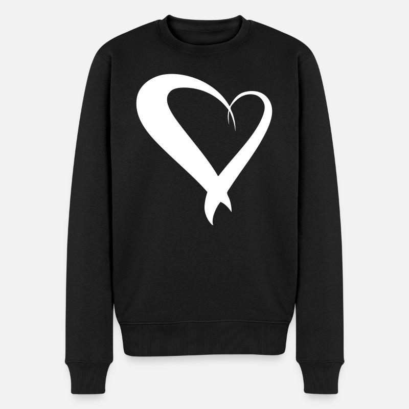 Herz dekorative Zeichnung, Symbol, handgezeichnet - Männer Premium Bio Pullover - Schwarz