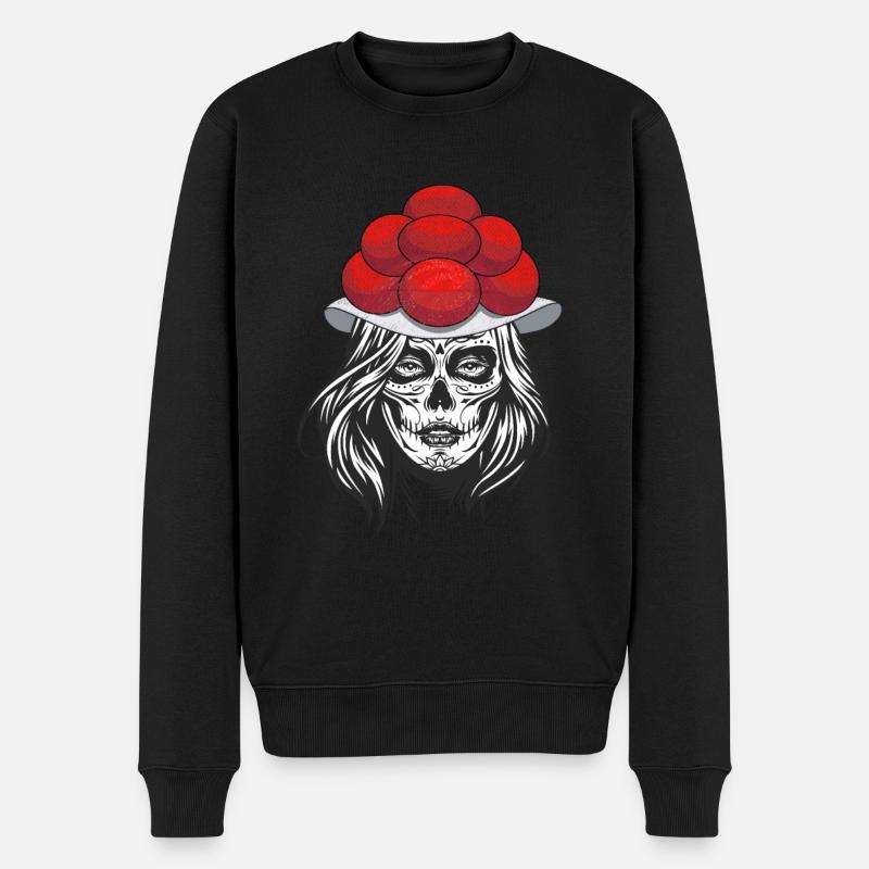 Schwarzwaldmädel Bollenhut Schwarzwald Totenkopf - Männer Premium Bio Pullover - Schwarz
