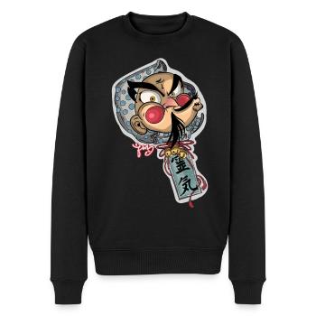Yokai Hyottoko - Männer Premium Bio Pullover - Schwarz - Vorne - Nico (187cm)