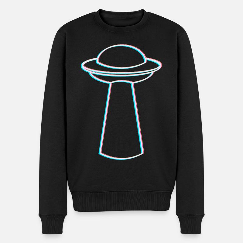 UFO Glitch – Rave & Techno Vibes - Männer Premium Bio Pullover - Schwarz