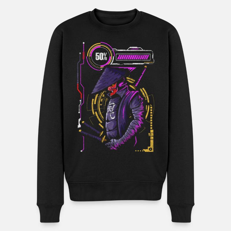 Cyberpunk Roboter Scifi Manga - Männer Premium Bio Pullover - Schwarz