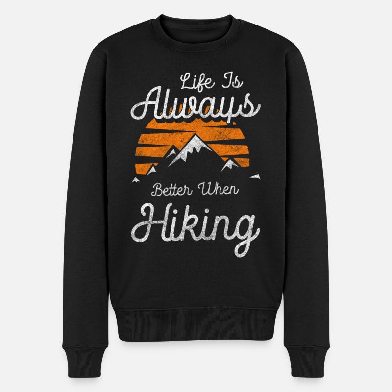 Bergsteigen Gipfel Ausblick - Männer Premium Bio Pullover - Schwarz