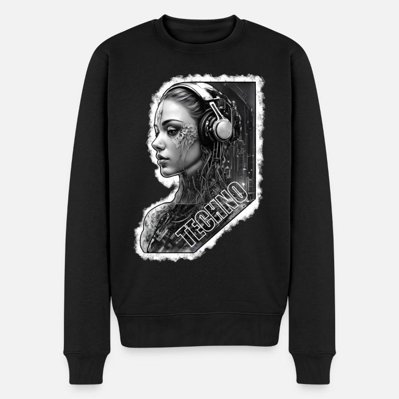 Musik Electro Strahlen - Männer Premium Bio Pullover - Schwarz