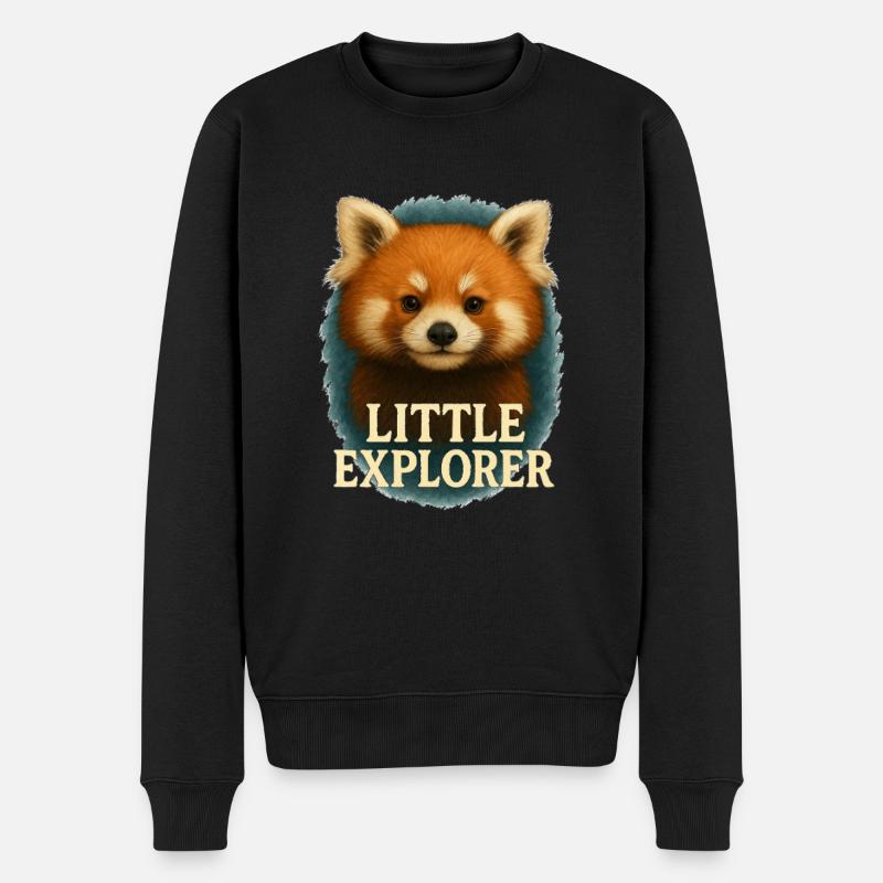 Little Explorer - Mignon motif de panda rouge aquarelle - Pull Premium bio Homme - noir