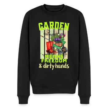 Garten bedeutet Freiheit und schmutzige Hände FUN - Männer Premium Bio Pullover - Schwarz - Vorne - Nico (187cm)
