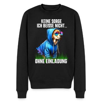 Cooler Hund Ich beiße nicht ohne Einladung - Männer Premium Bio Pullover - Schwarz - Vorne - Nico (187cm)