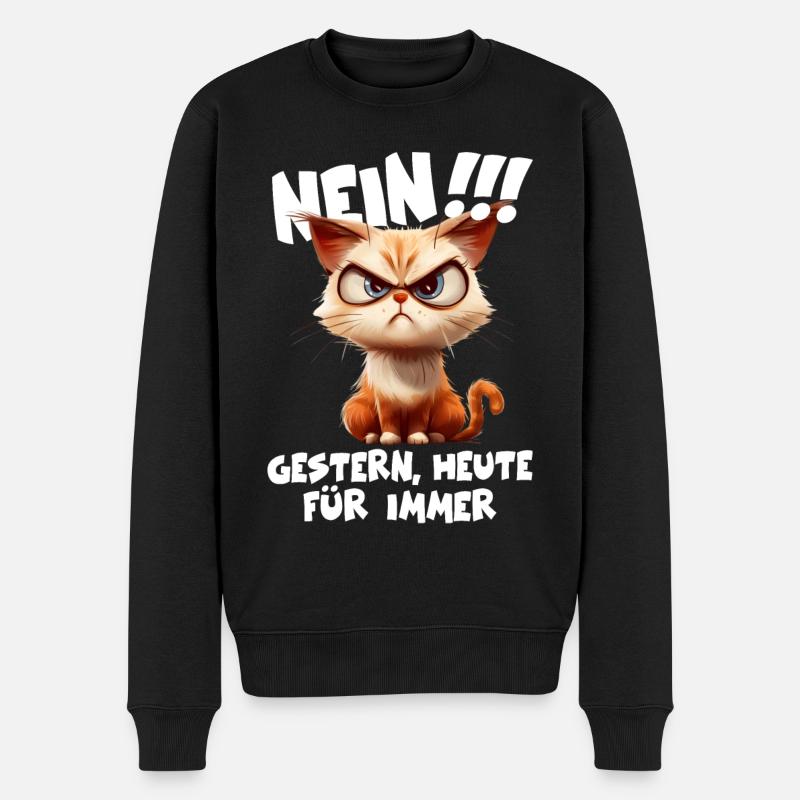 Katze nein für immer ich hasse Menschen Geschenk - Männer Premium Bio Pullover - Schwarz