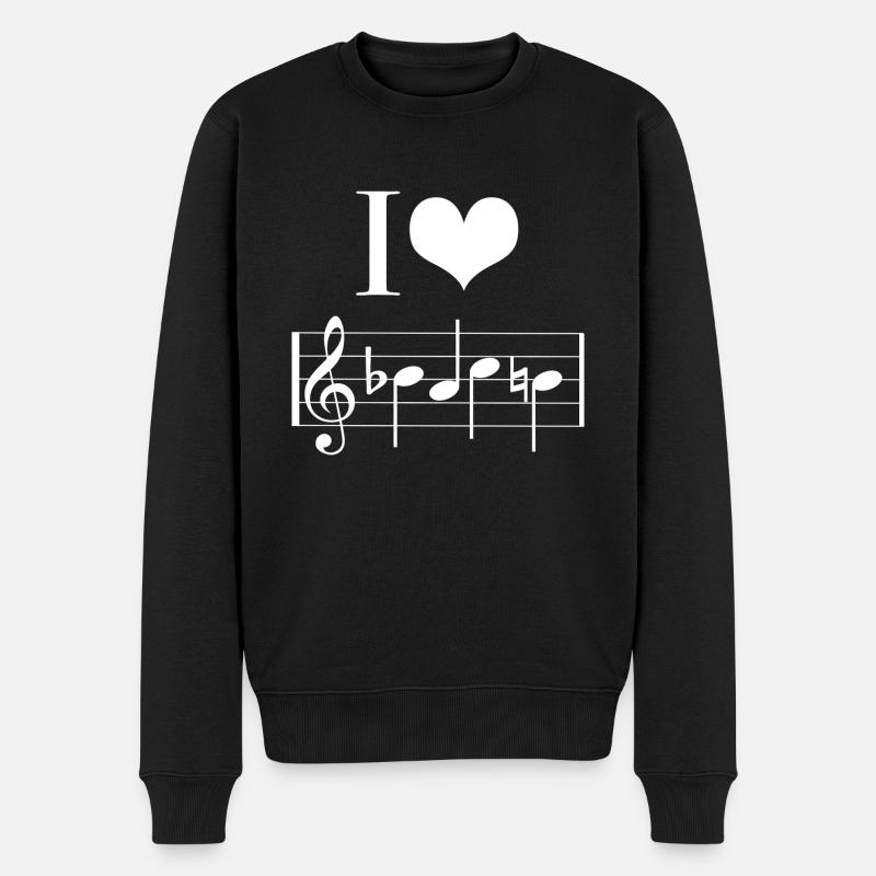 I love Bach (Bach in Noten) - Männer Premium Bio Pullover - Schwarz