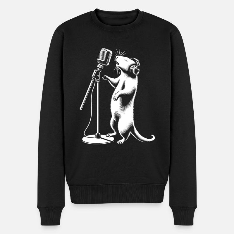 Rock ’n’ Roll Maus - Männer Premium Bio Pullover - Schwarz