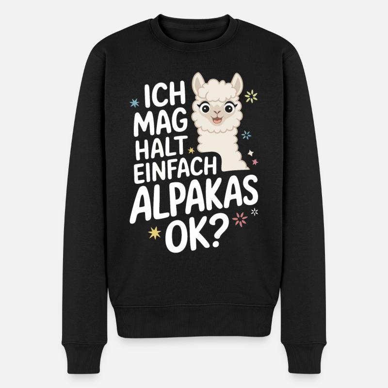 Alpaka Llama - Männer Premium Bio Pullover - Schwarz