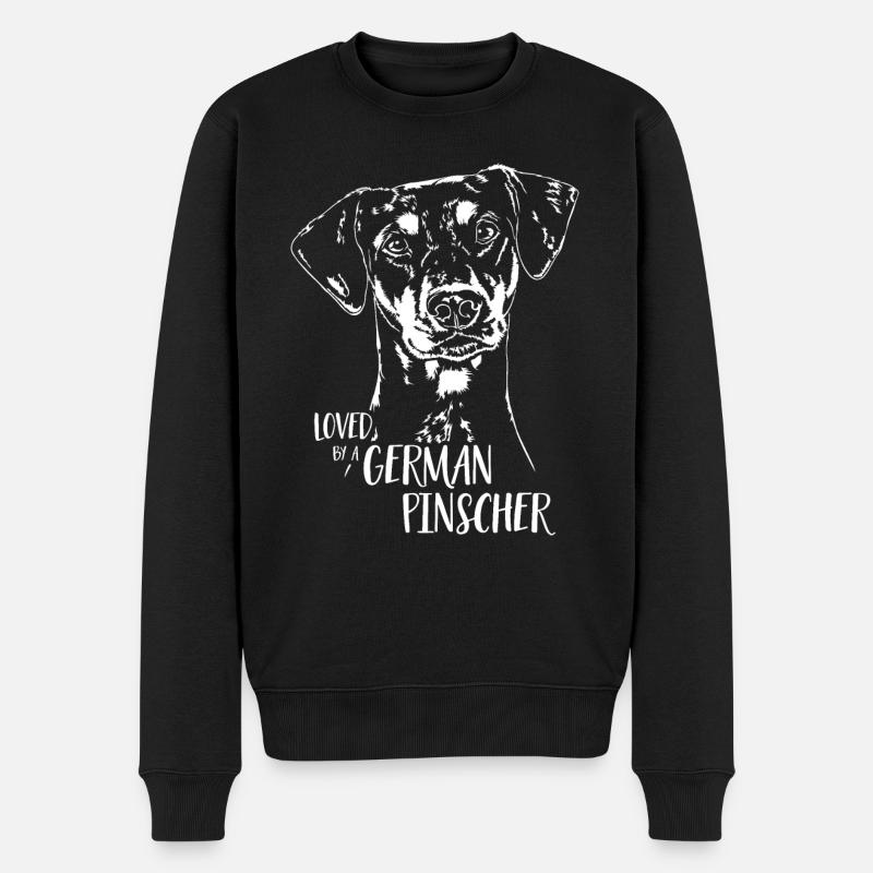 Loved by a German Pinscher Hundespruch Wilsigns - Männer Premium Bio Pullover - Schwarz