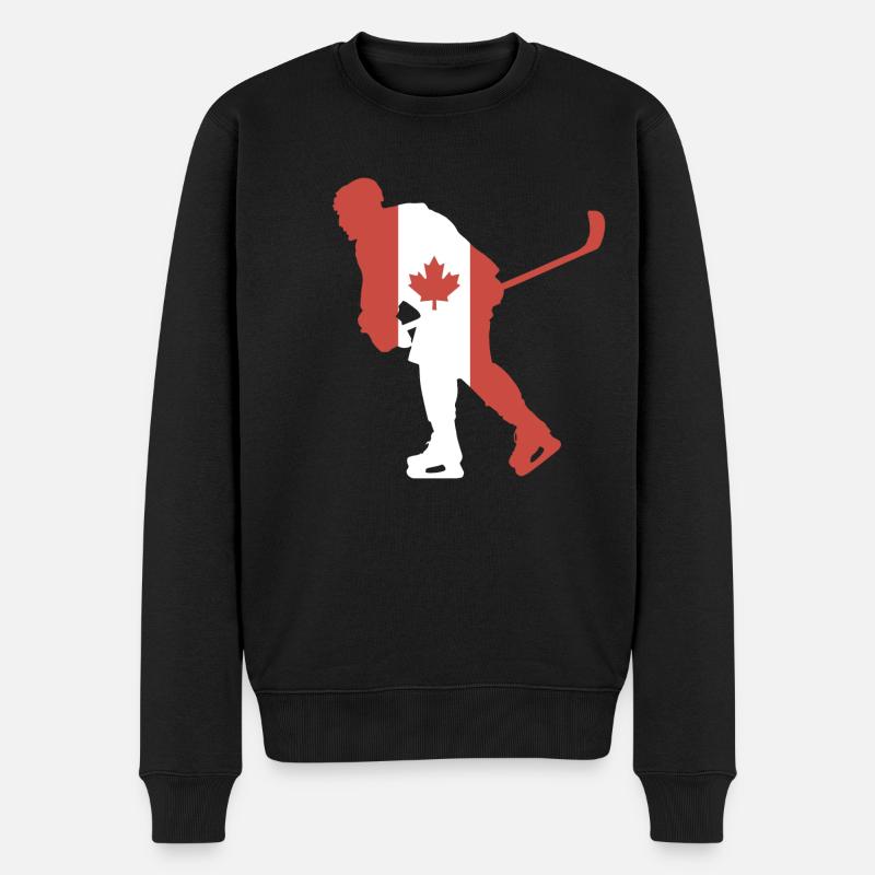 Hockeyspieler Kanada Flagge - Männer Premium Bio Pullover - Schwarz