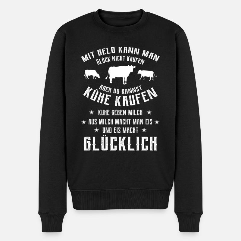 Mit Geld kann man Glück nicht kaufen aber Kühe - Männer Premium Bio Pullover - Schwarz