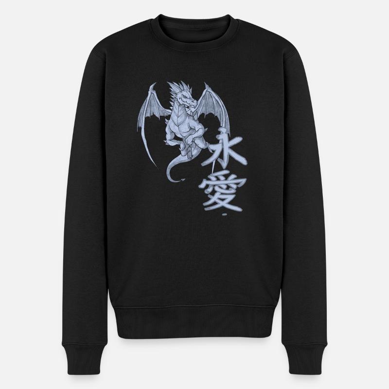 Drache Japanische Schriftzeichen - Männer Premium Bio Pullover - Schwarz