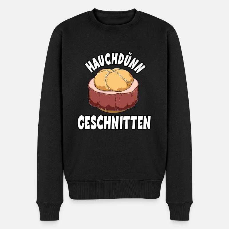 Hauchdünn geschnitten - Männer Premium Bio Pullover - Schwarz
