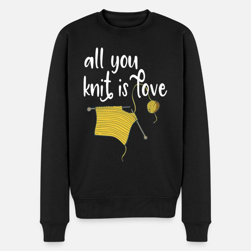 Stricken Sie alles, was Sie stricken ist Liebe - Männer Premium Bio Pullover - Schwarz