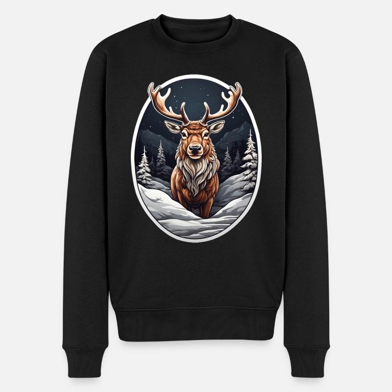 Renne dans la neige - Pull Premium bio Homme - noir