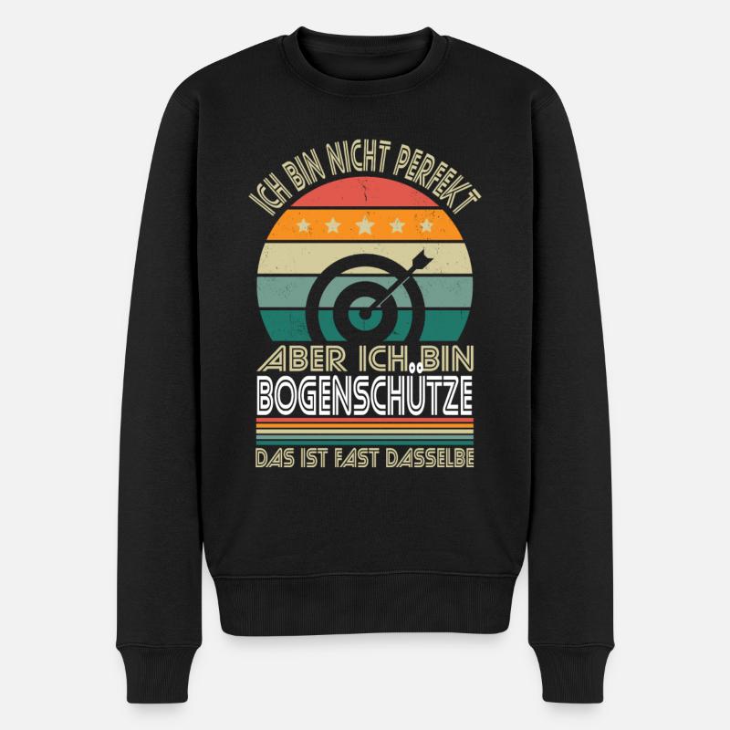 Ich bin nicht perfekt aber ich bin Bogenschütze - Männer Premium Bio Pullover - Schwarz